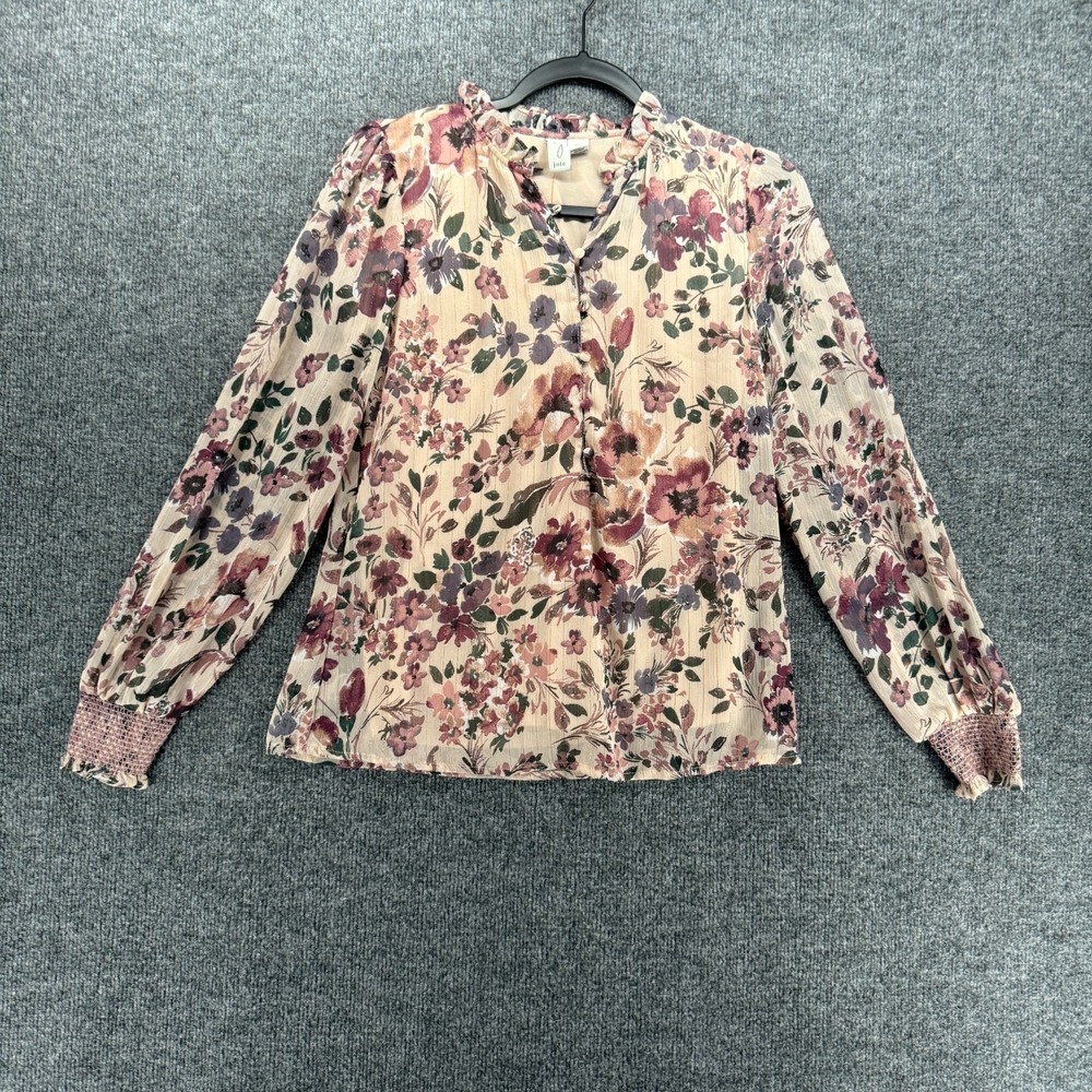 Joie Top Womens XS Floral Half Button Up Peasant Boho Cottagecore Prairie Blouse